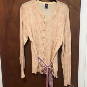 Gap pink and cream cardigan